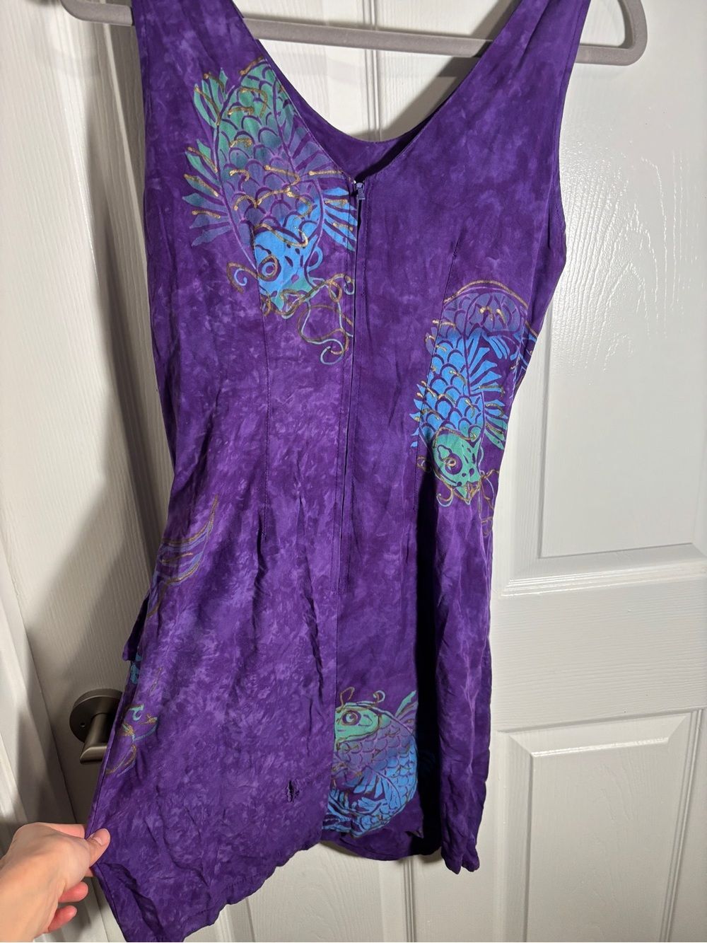 Tropical Tantrum Size S Purple Dress with Blue Fish Print